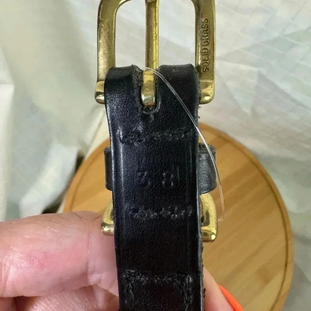 Kensington and worth Classic black and brown leather belt size 38 brass buckle